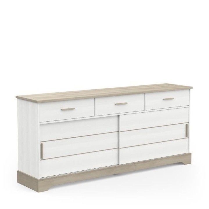 Séjour complet COTTAGE : buffet 3 tiroirs, vitrine 4 portes, table av