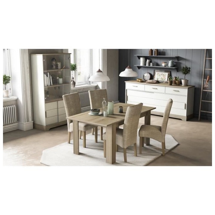 Séjour complet COTTAGE : buffet 3 tiroirs, vitrine 4 portes, table av