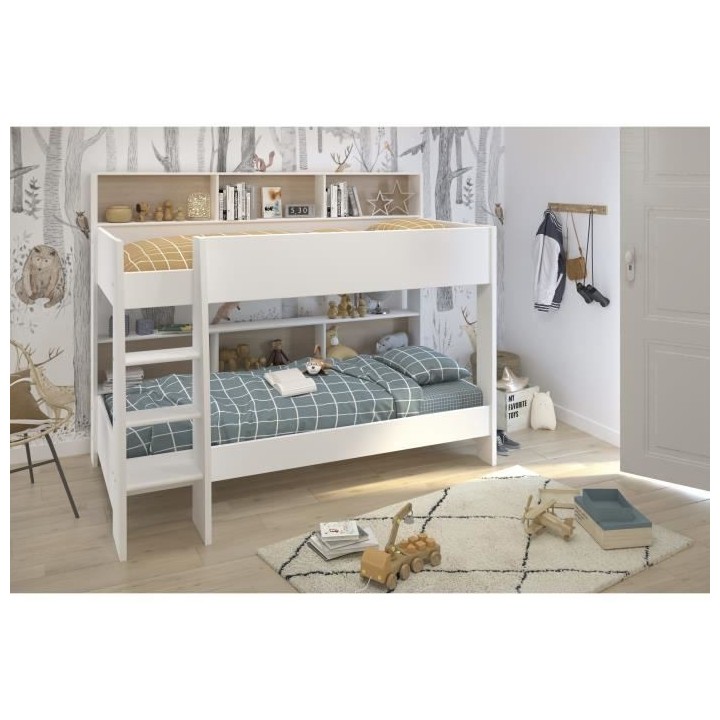 PARISOT Lits superposés enfant - Décor Chene et Blanc Ombre - Sommie