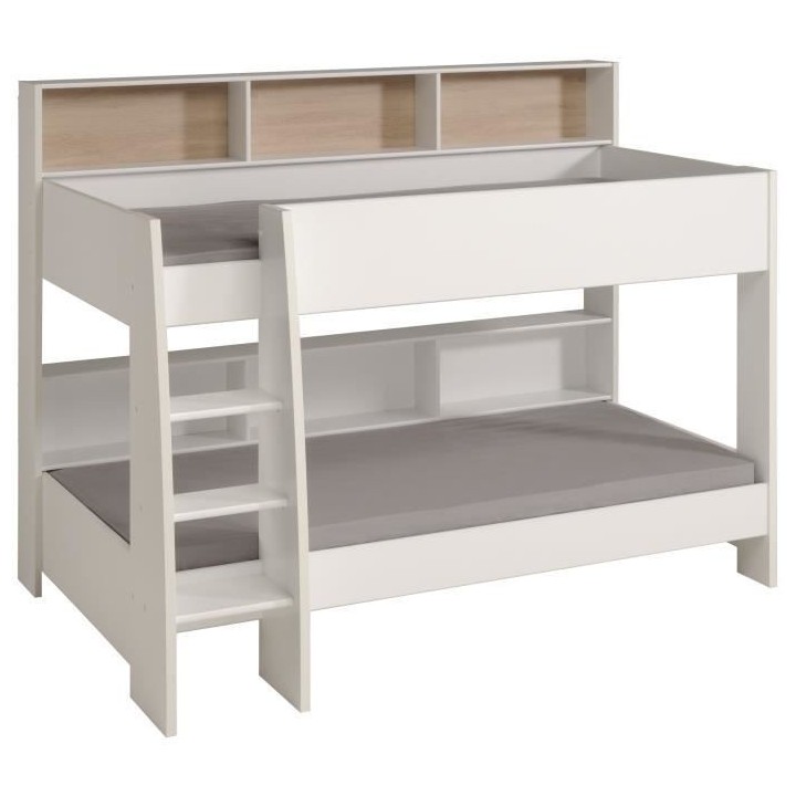 PARISOT Lits superposés enfant - Décor Chene et Blanc Ombre - Sommie
