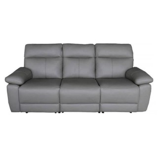 Canapé 3 places relax électrique - Cuir gris - L 222 x P 98 x H 103