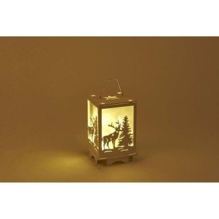 Lanterne Lumineuse déco Renne - 10 LED - H 16 cm - Blanc
