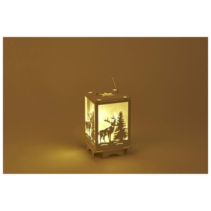Lanterne Lumineuse déco Renne - 10 LED - H 16 cm - Blanc