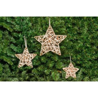 Set de 3 étoiles déco de Noël - Ø 15-20-30 cm - Marron