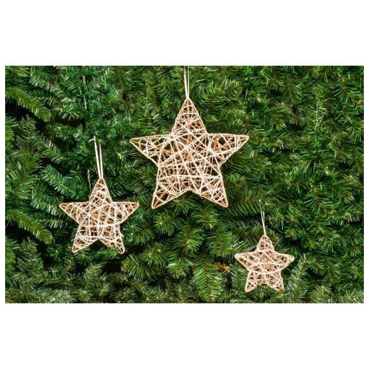 Set de 3 étoiles déco de Noël - Ø 15-20-30 cm - Marron