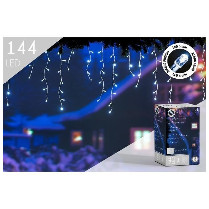 CP INTERNATIONAL Stalactite - 144 LED 5mm blanc froid - L.3 m fil tran