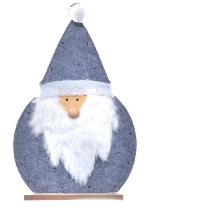 Décoration LED Pere Noël - Gris et blanc
