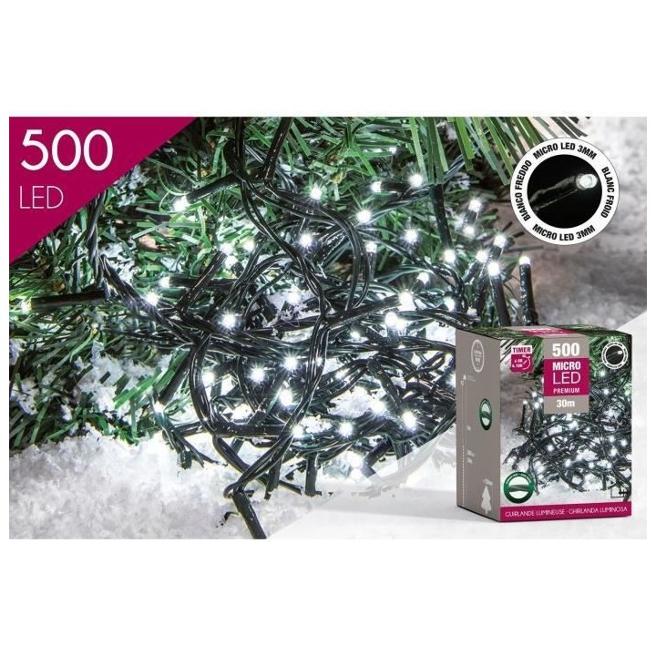 CP INTERNATIONAL Guirlande - 500 microled 3 mm blanc froid - L.30 m fi