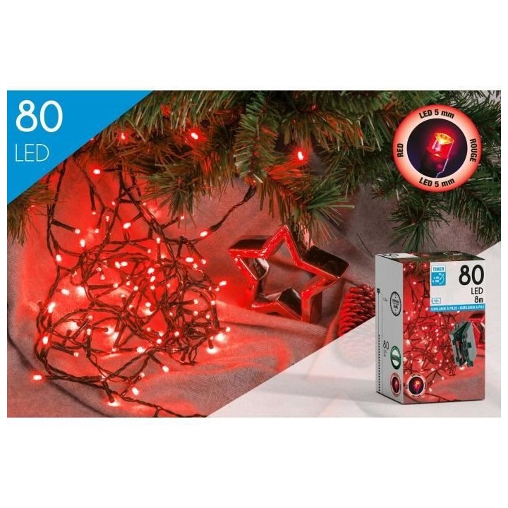 CP INTERNATIONAL Guirlande - 80 LED vert - L.8 m fil vert