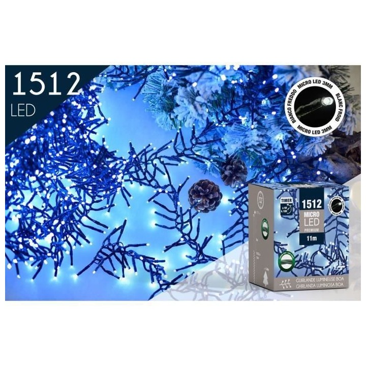 CP INTERNATIONAL Guirlande Boa - 1512 microled 3 mm blanc froid - L.11