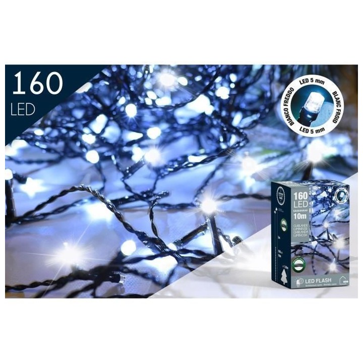 CP INTERNATIONAL Guirlande Flash - 160 LED 5 mm blanc froid - L.10 m f