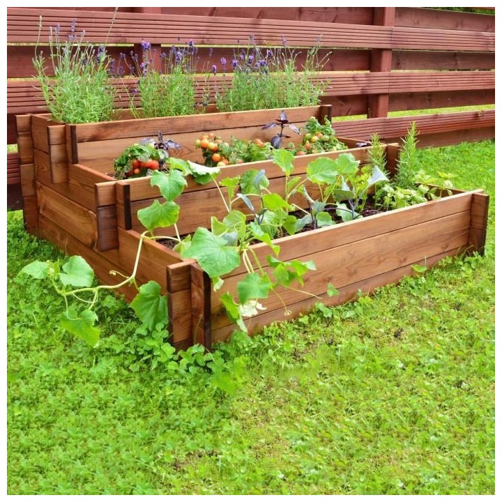 EKJU - Carré potager en Pin du Nord de l'Europe FSC - 120 x 120 x 40