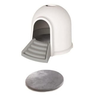 M-PETS Maison de toilette Igloo 2en1 - 45,7x59,7x43,2cm - Blanc et gri