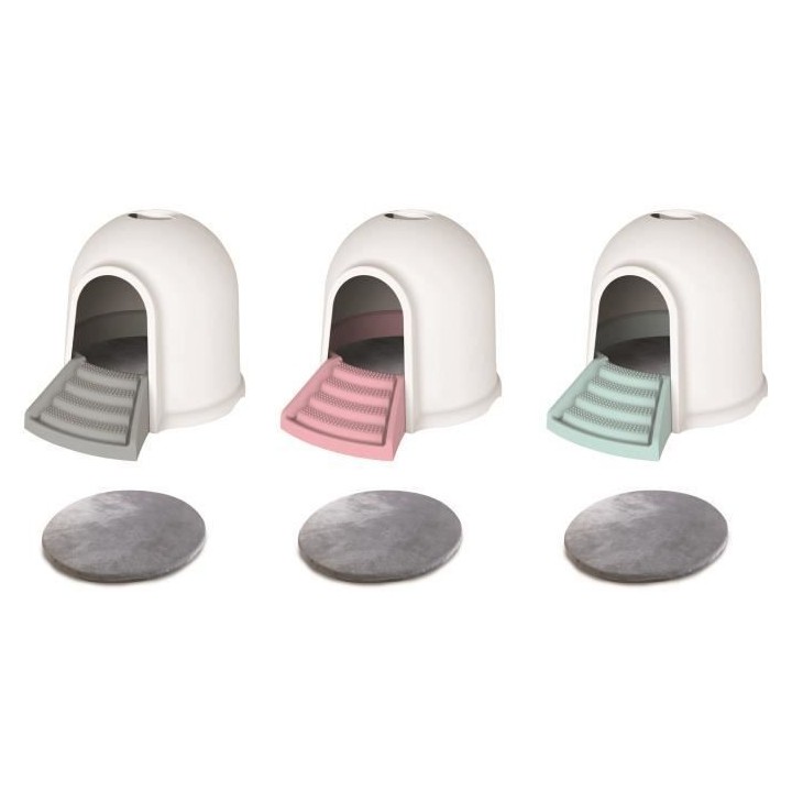 M-PETS Maison de toilette Igloo 2en1 - 45,7x59,7x43,2cm - Blanc et gri