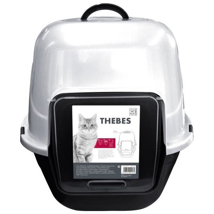 MPETS Maison de toilette Thebes - 62x53x58 cm - Noir et blanc - Pour c