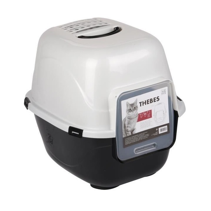 MPETS Maison de toilette Thebes - 62x53x58 cm - Noir et blanc - Pour c