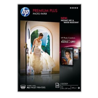 Papier photo HP Premium Plus, brillant, 300 g/m2, A4, 20 feuilles (CR6