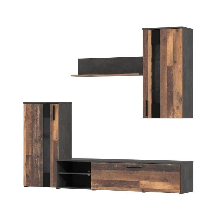 Ensemble meuble TV - Style industriel - 213 x 184 x 41,3 cm - ARANTUS