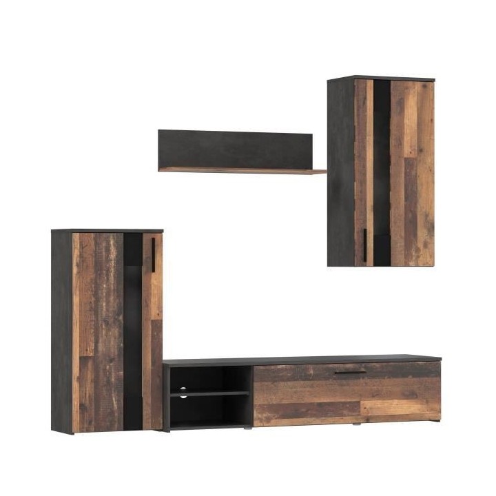 Ensemble meuble TV - Style industriel - 213 x 184 x 41,3 cm - ARANTUS