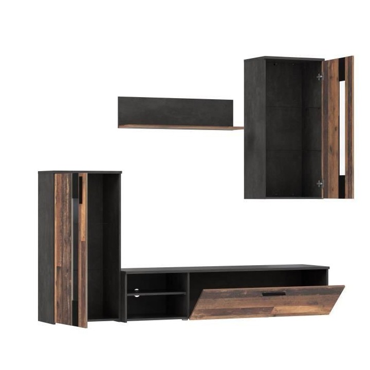 Ensemble meuble TV - Style industriel - 213 x 184 x 41,3 cm - ARANTUS