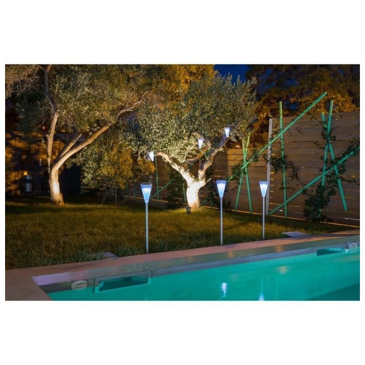 LUMISKY Balise lumineuse solaire LED - 10x10x72,7cm - Blanc froid