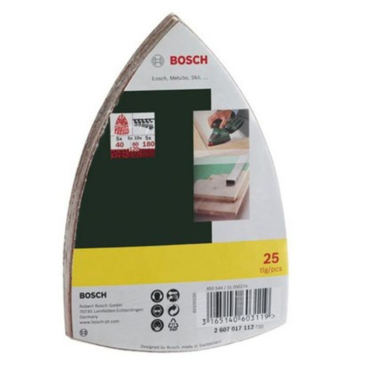 Assortiment de 25 disques abrasifs Bosch - Pour Ponceuses Multi, Grain