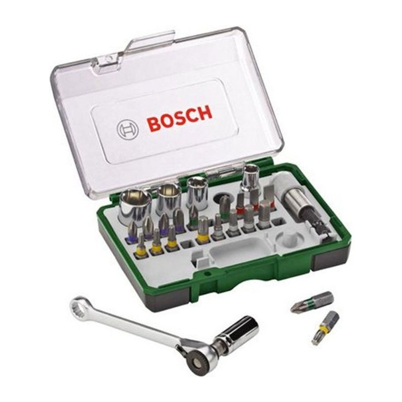 Set vissage mixte Bosch - Kit 27 pieces, Assortiment d'Embouts de Vissage avec Cliquet