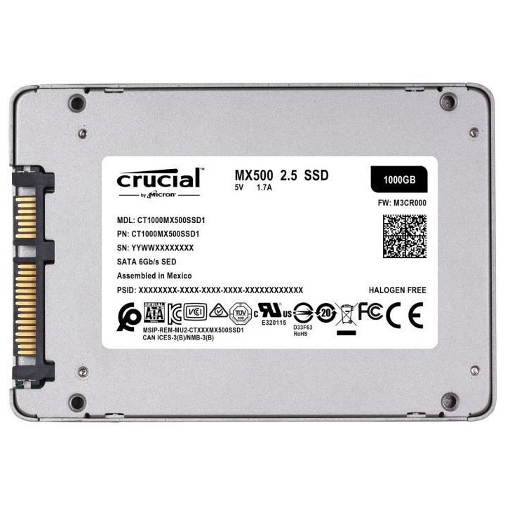 CRUCIAL - Disque SSD Interne - MX500 - 1To - 2,5 (CT1000MX500SSD1)