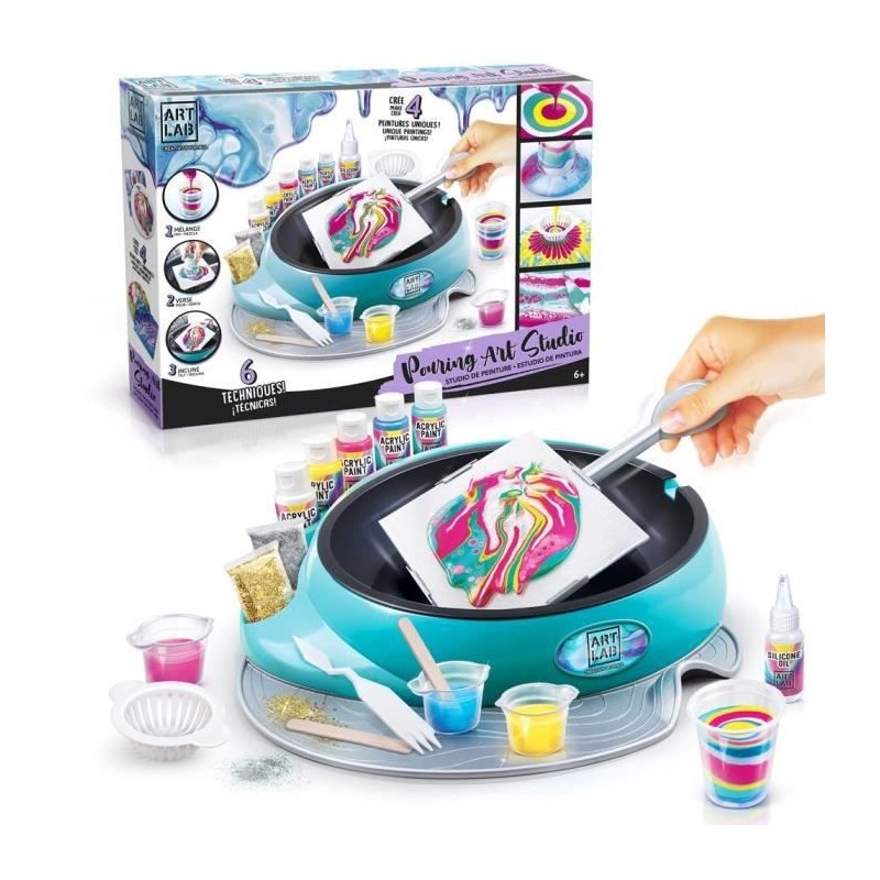 ART LAB Studio Pouring Paint Set Peinture Acrylique - Mélange les couleurs et crée des effets artistiques incroyables