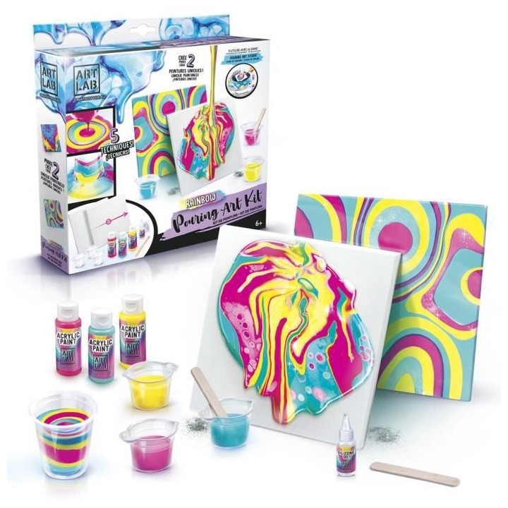 ART LAB Pouring Paint - Kit de Peinture theme Rainbow - Coffret pour e