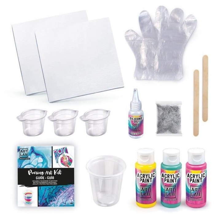 ART LAB Pouring Paint - Kit de Peinture theme Rainbow - Coffret pour e