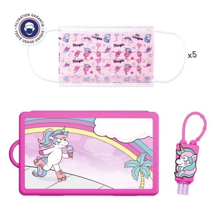 BE WELL Kit de Protection Licorne - Prévention complet : Masques jeta