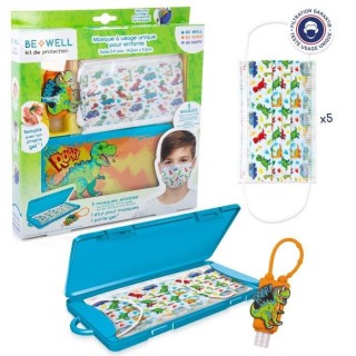 BE WELL Kit de Protection Dinosaure - Prévention complet : Masques je