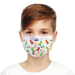 BE WELL Kit de Protection Dinosaure - Prévention complet : Masques jetables pour enfants 5-9 ans, étui et porte-gel