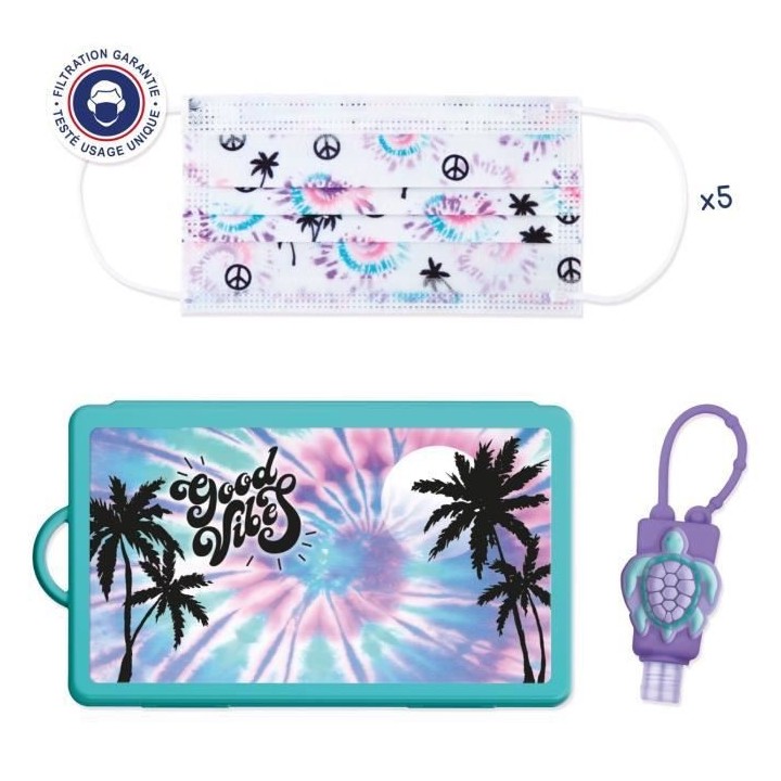 BE WELL Kit de Protection Tie Dye - Prévention complet : Masques jeta