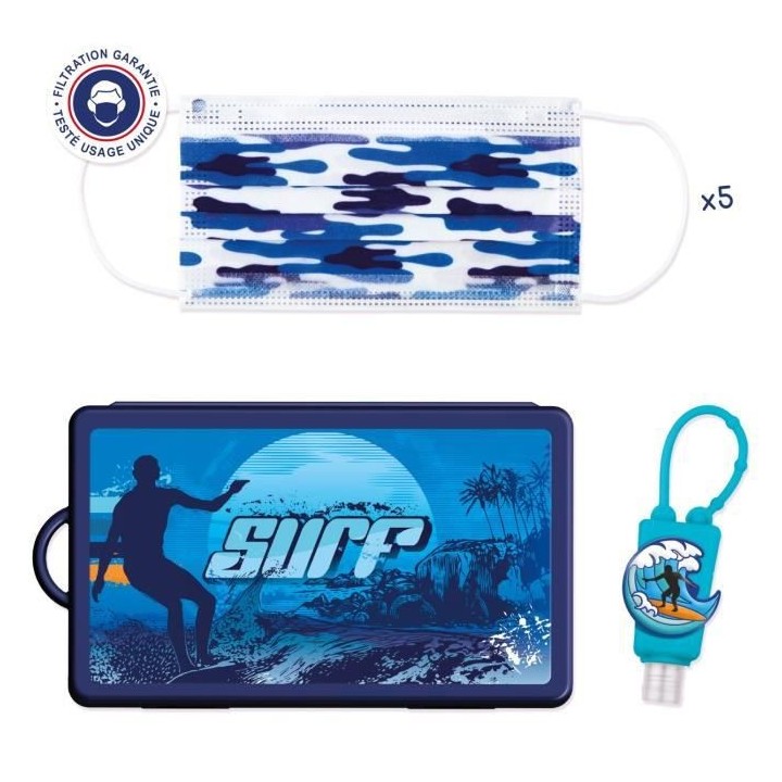 BE WELL Kit de Protection Surf - Prévention complet : Masques jetable