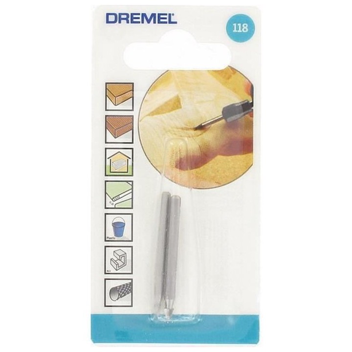 Lot de 2 fraises acier rapide DREMEL 118 - ø3,2mm cône a Bout pointu