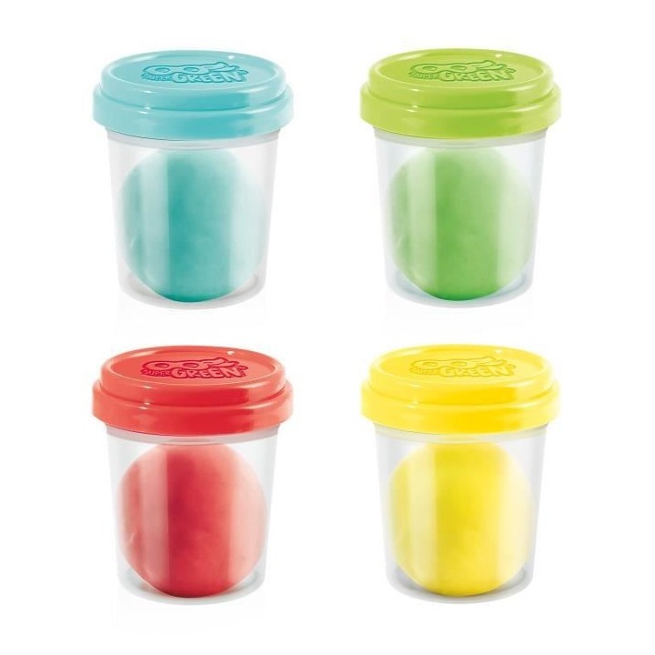 SUPER GREEN Kit de 4 pots de pâte a modeler bio