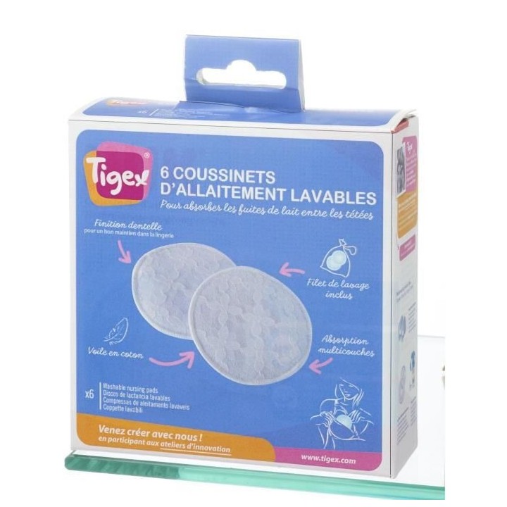 TIGEX 6 Coussinets lavables avec filet de lavage