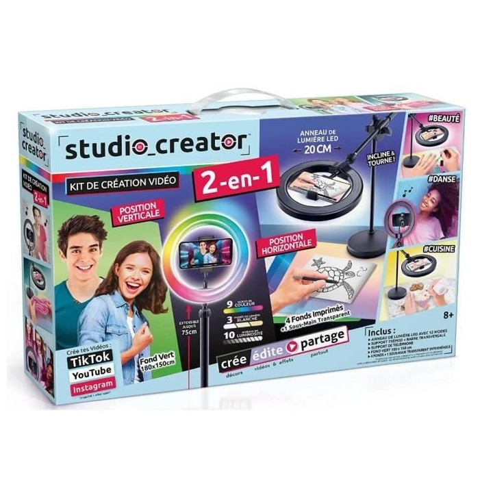 Canal Toys - Studio Vidéo 2-en-1 avec anneau lumineux LED multicolore