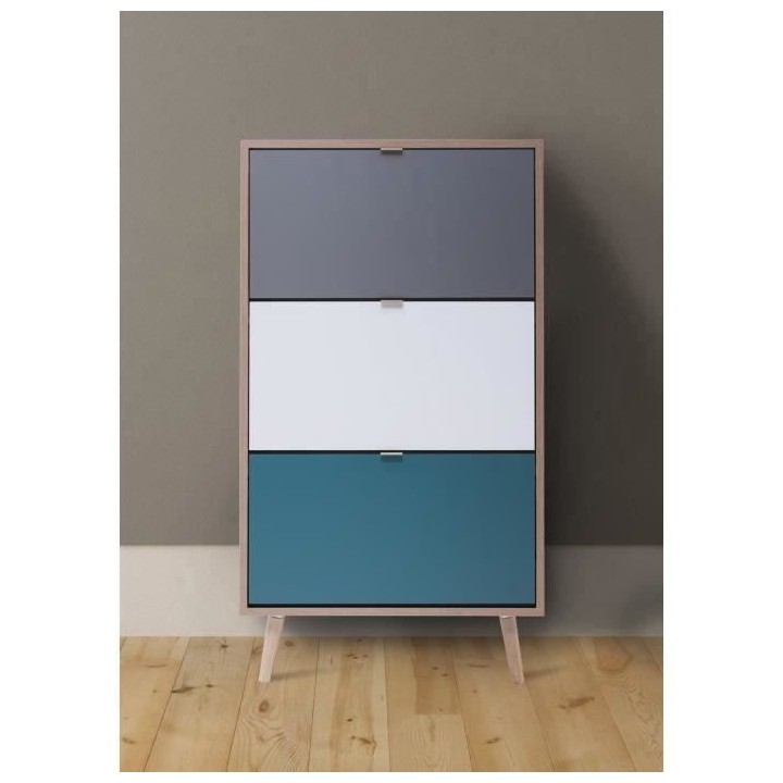 CUBA Meuble a chaussures 18 paires - Décor Chene sonoma et gris clair