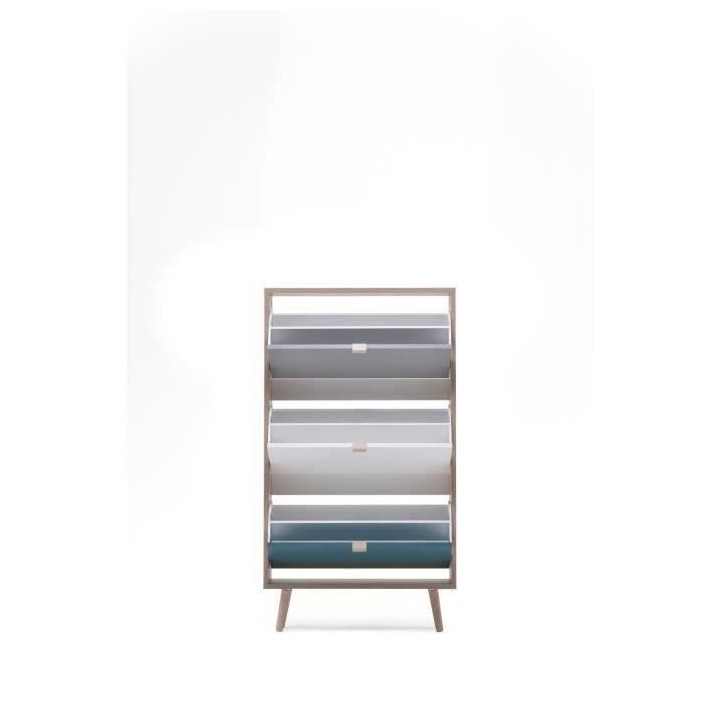 CUBA Meuble a chaussures 18 paires - Décor Chene sonoma et gris clair