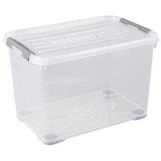 CURVER | HANDY PLUS 65L CLIPS GRIS + ROUES, Rangement, Transparent, 60