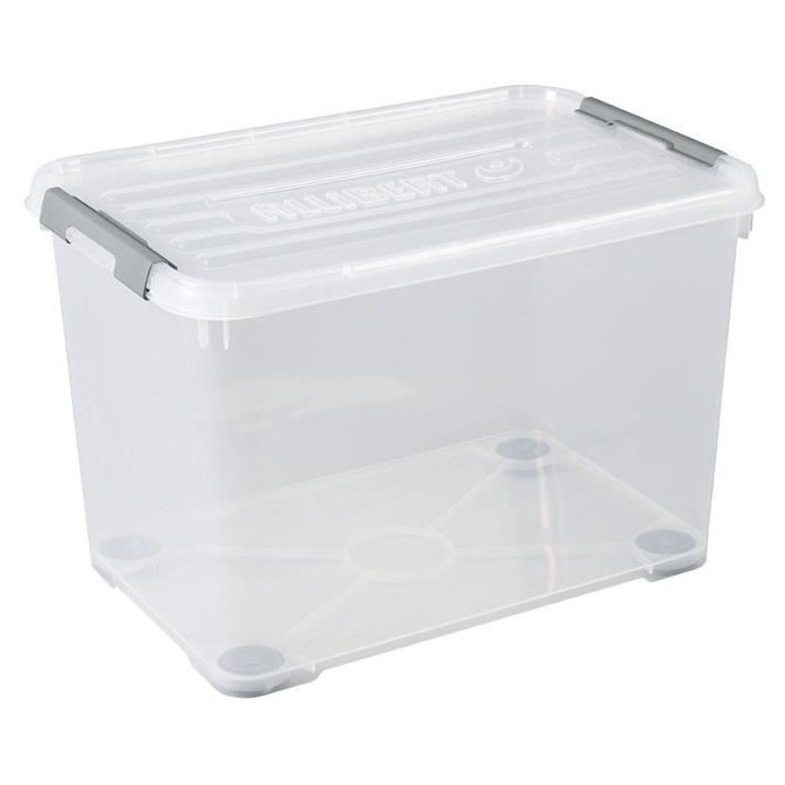 CURVER | HANDY PLUS 65L CLIPS GRIS + ROUES, Rangement, Transparent, 60