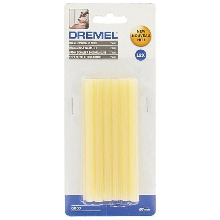 Lot de 12 bâtons de colle DREMEL GG03 - (Spéciale bois, Diametre 7mm