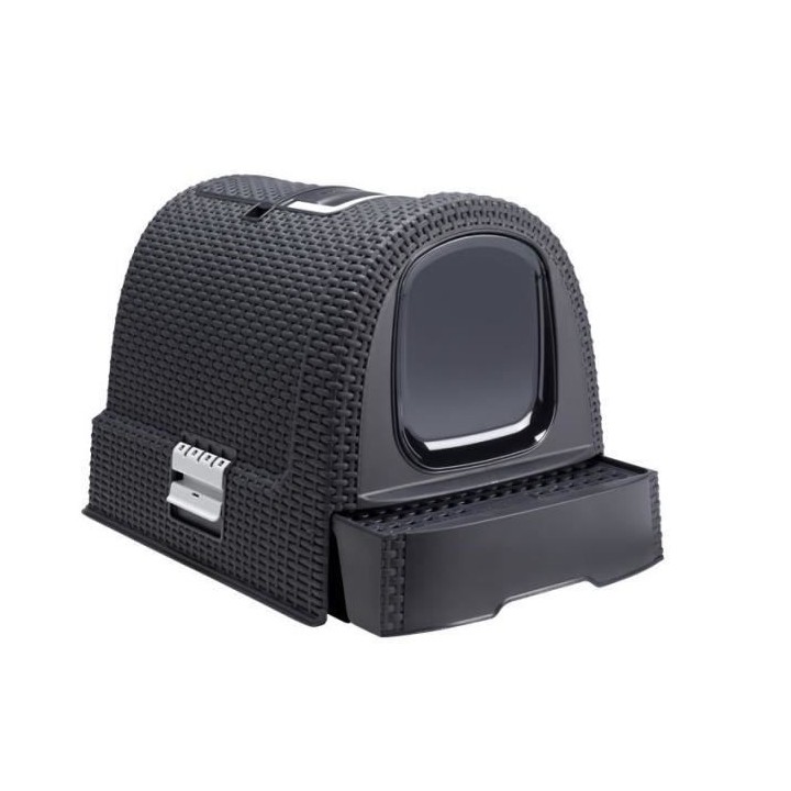 CURVER Maison de toilette - Anthracite - Pour chat - 51 x 38,5 x 39,5