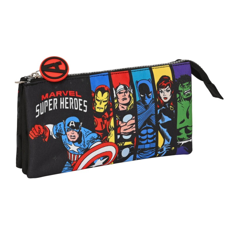 Trousse Fourre-Tout Triple The Avengers Super heroes Noir (22 x 12 x 3 cm)