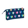 Trousse Fourre-Tout Triple Benetton Corazones Multicouleur Blue marine 22 x 12 x 3 cm