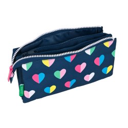 Trousse Fourre-Tout Triple Benetton Corazones Multicouleur Blue marine 22 x 12 x 3 cm