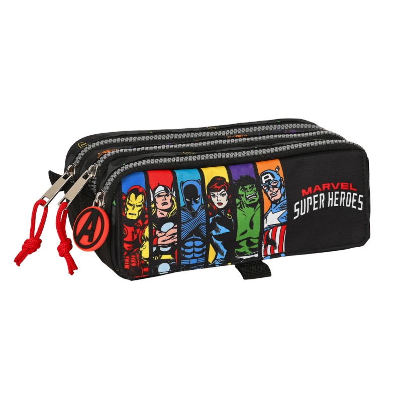 Trousse Fourre-Tout Triple The Avengers Super heroes Noir (21,5 x 10 x 8 cm)